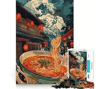 Puzzle vintage a tema ramen da 1000 pezzi,ideale per stimolare la concentrazione,con taglio laser per un incastro perfetto e un'attività divertente da fare insieme ai propri cari (38x52cm)
