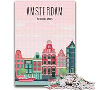 Puzzle vintage Amsterdam Travel 1000 pezzi per adulti, giocattoli, giochi educativi, regali di Babbo Natale segreto antistress per bambini dai 14 anni in su, 1000 pezzi (50x75cm)