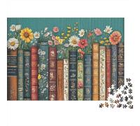 Puzzle Vintage Books Garden da 1000 pezzi con libreria floreale, giochi educativi per adulti, decorazione per la casa, difficile, ideale per compleanni, 52x38 cm.