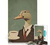 Puzzle Vintage Coffee Duck Cozy da 1000 pezzi per adolescenti,divertente da giocare,con incastri precisi e senza spazi vuoti,ideale per il divertimento in famiglia e per le serate in famiglia