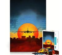 Puzzle vintage con aereo e tramonto per ragazzi,1000 pezzi,stimolante per la mente,divertente,con componenti robusti e ben definiti,un'attività di gruppo emozionante (50x75cm)