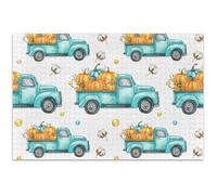 Puzzle vintage con camion zucche bianche, 500 pezzi, per adulti, decorazione artistica animale, puzzle divertente e divertente, 50 x 37 cm
