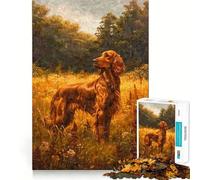 Puzzle vintage con cane Setter irlandese da 1000 pezzi per ragazzi,divertente attività per sviluppare le capacità cognitive,pezzi di dimensioni uniformi e precisi,rilassante attività di gruppo