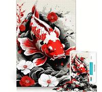 Puzzle vintage con carpe koi per ragazzi,1000 pezzi,stimolante per la mente,divertente,con componenti robusti e ben definiti,un'attività di gruppo commovente (38x26cm)