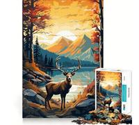 Puzzle vintage con cervo e tema natura per ragazzi, 1000 pezzi, attività per migliorare la memoria, da assemblare a casa, regalo perfetto 38x52cm