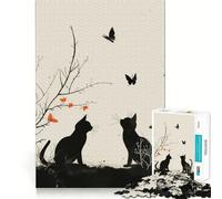 Puzzle vintage con gattino che gioca, 1000 pezzi, per ragazzi, gioco di logica, rilassante, con bordi chiari, ideale come sorpresa di compleanno 38x52cm