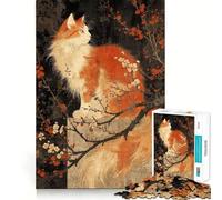 Puzzle vintage con gatto giapponese e fiori di ciliegio,1000 pezzi,gioco interattivo per stimolare la mente,incastro perfetto,nessun pezzo si stacca,sfida cerebrale per la casa (38x52cm)
