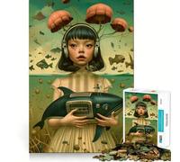 Puzzle vintage con immagine di una graziosa ragazza,1000 pezzi,giocattolo per lo sviluppo delle capacità cognitive,superficie liscia e priva di sbavature,rilassante attività di gruppo al chiuso