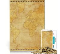 Puzzle vintage con mappa del mondo antico, 1000 pezzi, facile da assemblare, per adulti, con memoria di forma (50x75cm)