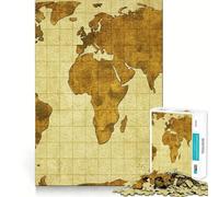 Puzzle vintage con mappa del mondo antico per adulti, 1000 pezzi, per rafforzare la memoria e il legame familiare, con bordi netti, ideale come regalo di compleanno (38x52cm)