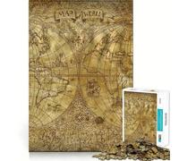 Puzzle vintage con mappa del mondo antico per ragazzi, 1000 pezzi, gioco di logica stimolante, silenzioso, con bordi netti, regalo elegante (38x26cm)