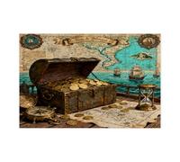 Puzzle vintage con mappa del tesoro per adulti, 1000 pezzi, scrigno del tesoro, mappa del percorso, puzzle in legno, decorazione estetica alla moda per l'intrattenimento domestico