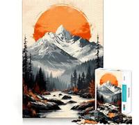 Puzzle vintage con paesaggio montano al tramonto,1000 pezzi,gioco di abilità mentale,incastro stabile,parti che non si spostano,passatempo divertente per i lunghi weekend (38x26cm)