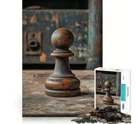 Puzzle vintage con pedoni degli scacchi da 1000 pezzi,divertente per allenare la mente,con incastri precisi e senza spazi vuoti,ideale per momenti di condivisione con i propri cari (38x52cm)