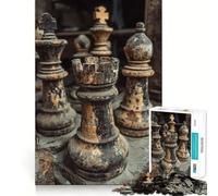 Puzzle vintage con pezzi degli scacchi,1000 pezzi,gioco per lo sviluppo delle capacità cognitive,superficie liscia e priva di sbavature,rilassante attività di gruppo al chiuso (38x26cm)