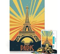 Puzzle vintage con poster della Torre Eiffel di Parigi per ragazzi, 1000 pezzi, stimola la memoria, rilassante, divertente, da assemblare, (38x26cm)