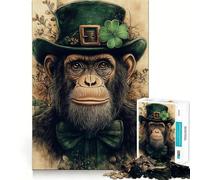 Puzzle vintage con scimpanzé e folletto per ragazzi,1000 pezzi,stimolante per la mente,divertente,con componenti robusti e ben definiti,un'attività di gruppo emozionante (38x26cm)