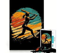 Puzzle vintage con silhouette di baseball,1000 pezzi,gioco creativo per sviluppare le capacità di abilità,incastro perfetto,nessun pezzo si stacca,attività per rafforzare i legami familiari (38x26cm)