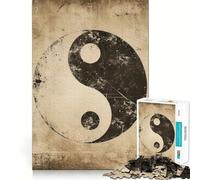 Puzzle vintage con simbolo Yin Yang,1000 pezzi,per adolescenti,gioco stimolante per la mente,montaggio sicuro e stabile,divertimento assicurato per tutta la famiglia,attività serale (50x75cm)
