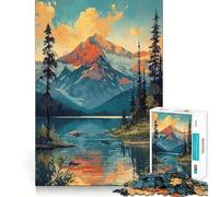 Puzzle vintage con tramonto in montagna per ragazzi, 1000 pezzi, gioco mentale, divertimento per il tempo libero, taglio di alta qualità, regalo pensato con cura (38x52cm)