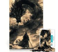 Puzzle vintage da 1000 pezzi con drago samurai per adolescenti, giocattolo stimolante per l'intelletto, relax mentale, taglio di qualità, regalo per le vacanze (38x26cm)