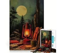 Puzzle vintage da 1000 pezzi con lanterna da campeggio per ragazzi,divertente gioco di memoria,incastro perfetto senza spazi vuoti,attività serale per tutta la famiglia (38x26cm)