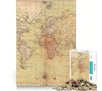 Puzzle vintage da 1000 pezzi con mappa del mondo antico per adulti ideale per migliorare la memoria per un momento di relax rilassante con taglio preciso perfetto come regalo per le vacanze (38x26cm)