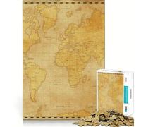 Puzzle vintage da 1000 pezzi con mappa del mondo antico per ragazzi, ideale per stimolare la memoria, ridurre lo stress e creare un'attività creativa e rilassante (38x26cm) Regalo artistico