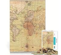 Puzzle vintage da 1000 pezzi con mappa del mondo per adulti, ideale per stimolare la mente e alleviare lo stress (50x75cm) Immagine chiara e decorativa da parete