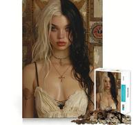 Puzzle vintage da 1000 pezzi con ragazza gotica,gioco di concentrazione,tecnica di taglio professionale,hobby affascinante per i momenti di svago (38x26cm)