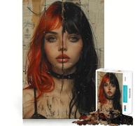 Puzzle vintage da 1000 pezzi con ragazza gotica,sfida mentale,taglio di alta precisione,divertente passatempo (50x75cm)