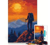 Puzzle vintage da 1000 pezzi con tema escursionismo in montagna per adulti,divertente gioco di memoria,montaggio sicuro e stabile,attività serale per tutta la famiglia (38x52cm)