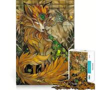 Puzzle vintage da 1000 pezzi con volpe a nove code per adolescenti, stimola la memoria, gioco rilassante, bordi netti, regalo di alta qualità (38x26cm)