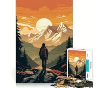 Puzzle vintage da 1000 pezzi per adulti con tema escursionismo e montagna,gioco di memoria divertente con componenti robusti e ben definiti, alleviare lo stress (50x75cm)