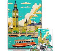 Puzzle vintage da viaggio di Londra per adolescenti, 1000 pezzi, gioco per famiglie, antistress, sfida difficile, collezione di artisti, belle arti, 50x75cm
