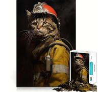 Puzzle vintage del gatto pompiere per ragazzi,1000 pezzi,gioco stimolante per la mente,montaggio sicuro e stabile,attività di condivisione per i propri cari (50x75cm)