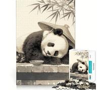 Puzzle vintage del panda addormentato per ragazzi,1000 pezzi,gioco stimolante per la mente,montaggio sicuro e stabile,attività di condivisione per i propri cari (38x26cm)