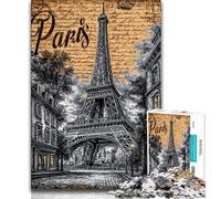 Puzzle vintage della Torre Eiffel per adolescenti, puzzle da 1000 pezzi, aiuta il cervello a esercitare i giocattoli avvincenti per coltivare la pazienza, un'opera d'arte 38x26cm