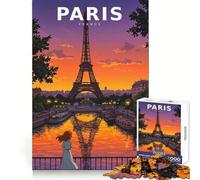 Puzzle vintage di Parigi con skyline e Torre Eiffel in stile anime, 1000 pezzi, ideale per ragazzi, per stimolare la riflessione e favorire il relax Bordi di alta qualità Un regalo perfetto (50x75cm)