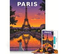 Puzzle vintage di Parigi con skyline e Torre Eiffel in stile anime per adulti,1000 pezzi,gioco di memoria,taglio preciso,finitura di alta qualità,un modo coinvolgente per passare il tempo libero