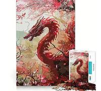 Puzzle vintage Drago Rosso 1000 pezzi Gioco di memoria Divertente Qualità professionale Taglio Regalo premuroso Attività mentale (50x75cm)