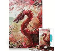 Puzzle vintage Drago Rosso da 1000 pezzi per adolescenti,attività divertente per stimolare la mente,taglio di alta precisione,attività creativa rilassante per una pausa mentale (38x26cm)
