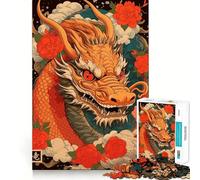Puzzle vintage giapponese con drago,1000 pezzi,gioco di concentrazione mentale,taglio di precisione,bordi lisci,gioco significativo per costruire connessioni (50x75cm)