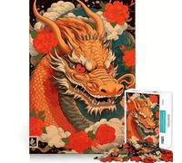 Puzzle vintage giapponese con drago per adulti,1000 pezzi,gioco di memoria e allenamento per la mente,tagliato al laser per un incastro perfetto, alleviare lo stress (38x52cm)