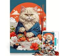 Puzzle vintage giapponese con gatto persiano, 1000 pezzi, ideale per ragazzi, per migliorare la memoria, rilassarsi e divertirsi Bordo preciso Regalo creativo (38x52cm)