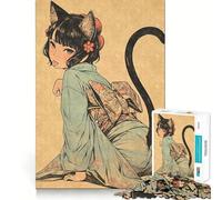 Puzzle vintage in legno con gattina per adulti,1000 pezzi,gioco stimolante per la mente,dimensioni uniformi,pezzi precisi,ideale da portare in viaggio,regalo perfetto per allenare la mente (38x52cm)