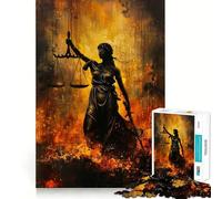 Puzzle vintage Lady Justice a olio da 1000 pezzi,gioco di concentrazione mentale,tagli di precisione,bordi lisci,attività rilassante per serate tranquille (38x52cm)