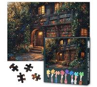 Puzzle vintage libreria per adulti 1000 pezzi, biblioteca impegnativa puzzle adulti 1000 pezzi, 70 x 50 cm, puzzle game per donne decorazione della casa (libri e serie fiori)