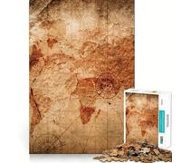 Puzzle vintage Mappa del mondo antico da 1000 pezzi per adolescenti, gioco di logica e abilità, momento di serenità, taglio preciso, (38x52cm)