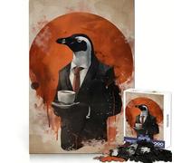 Puzzle vintage Penguin Coffee da 1000 pezzi per ragazzi, ideale per migliorare la memoria, rilassante e divertente, con design elegante da assemblare (50x75cm)